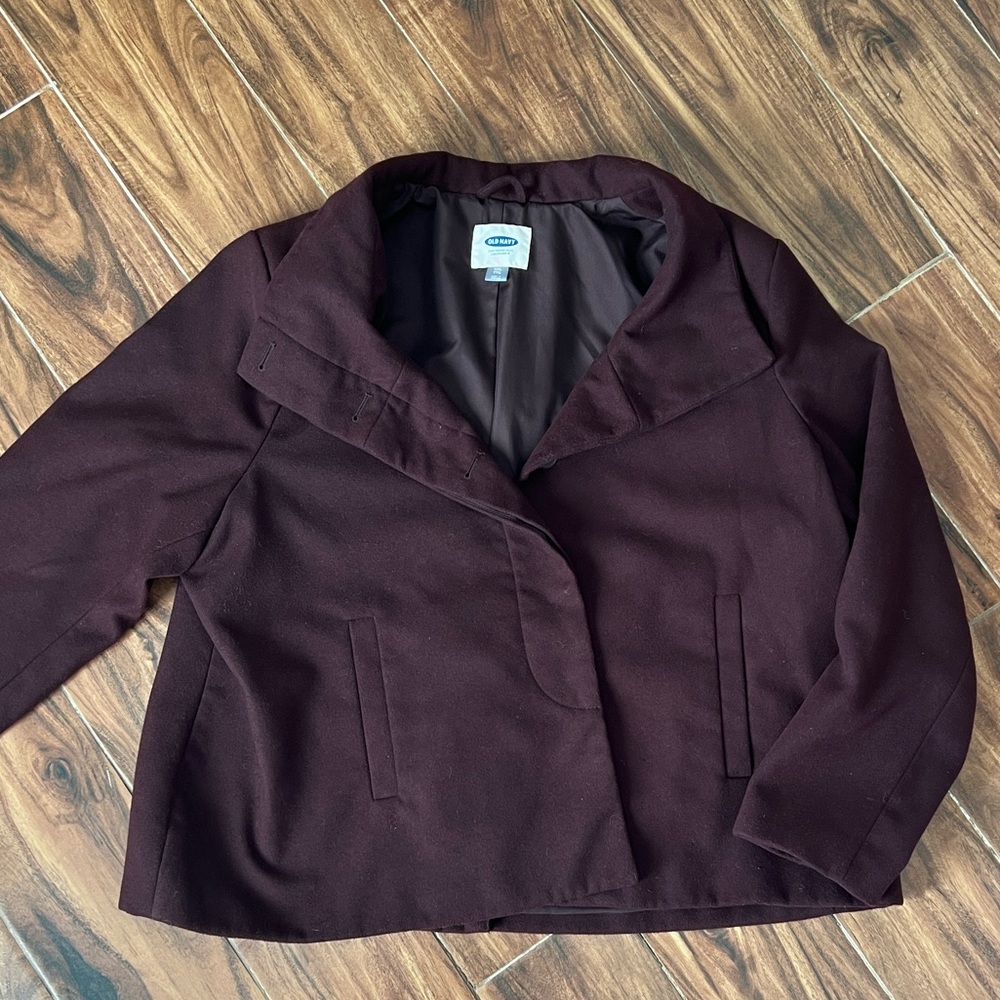 Old Navy Plum Cropped Pea Coat
